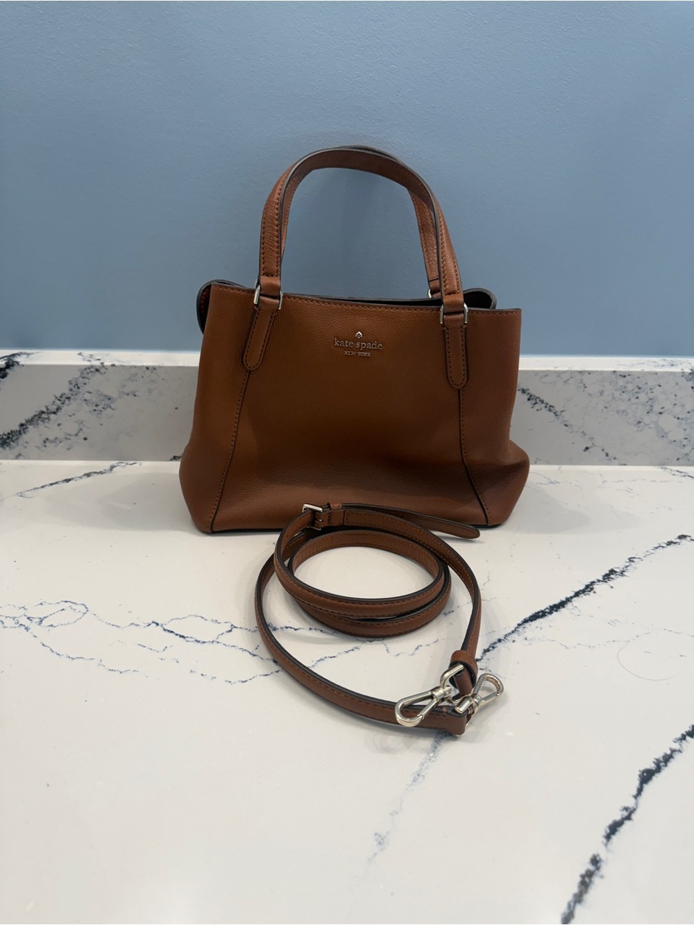 kate spade Small Brown Leather Satchel with Detachable Strap